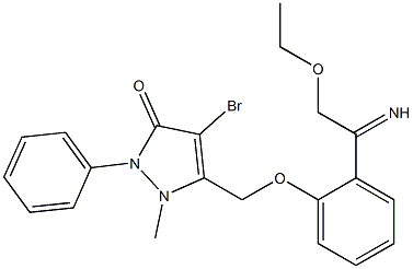 4-bromo-5-{[2-(ethoxyethanimidoyl)phenoxy]methyl}-1-methyl-2-phenyl-1,2-dihydro-3H-pyrazol-3-one 结构式