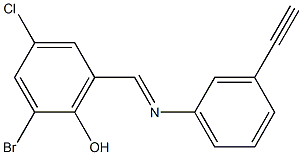 2-bromo-4-chloro-6-{[(3-eth-1-ynylphenyl)imino]methyl}phenol 结构式