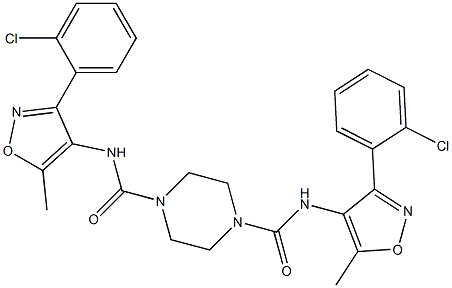 N1,N4-di[3-(2-chlorophenyl)-5-methylisoxazol-4-yl]piperazine-1,4-dicarboxam ide 结构式