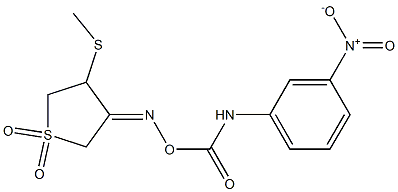 3-(methylsulfanyl)-4-({[(3-nitroanilino)carbonyl]oxy}imino)tetrahydro-1H-1lambda~6~-thiophene-1,1-dione 结构式