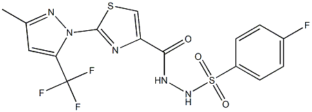 4-fluoro-N'-({2-[3-methyl-5-(trifluoromethyl)-1H-pyrazol-1-yl]-1,3-thiazol-4-yl}carbonyl)benzenesulfonohydrazide 结构式