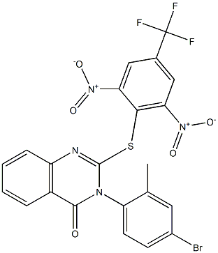 3-(4-bromo-2-methylphenyl)-2-{[2,6-dinitro-4-(trifluoromethyl)phenyl]thio}-3,4-dihydroquinazolin-4-one 结构式