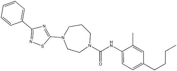 N1-(4-butyl-2-methylphenyl)-4-(3-phenyl-1,2,4-thiadiazol-5-yl)-1,4-diazepane-1-carboxamide 结构式