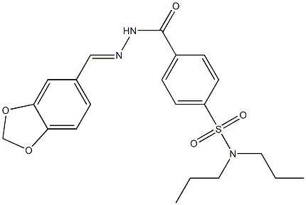 N1,N1-dipropyl-4-{[2-(1,3-benzodioxol-5-ylmethylidene)hydrazino]carbonyl}benzene-1-sulfonamide 结构式