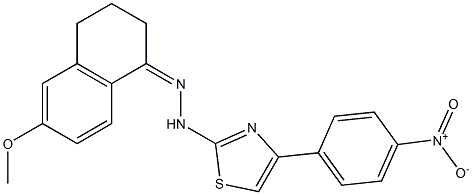 6-methoxy-1,2,3,4-tetrahydronaphthalen-1-one 1-[4-(4-nitrophenyl)-1,3-thiaz ol-2-yl]hydrazone 结构式