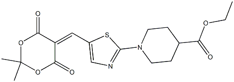 ethyl 1-{5-[(2,2-dimethyl-4,6-dioxo-1,3-dioxan-5-yliden)methyl]-1,3-thiazol-2-yl}-4-piperidinecarboxylate 结构式