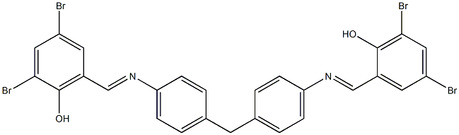 2,4-dibromo-6-{[(4-{4-[(3,5-dibromo-2-hydroxybenzylidene)amino]benzyl}phenyl)imino]methyl}phenol 结构式