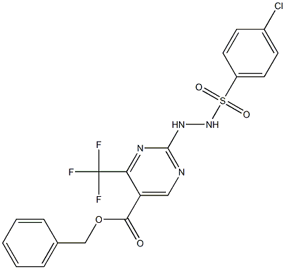 benzyl 2-{2-[(4-chlorophenyl)sulfonyl]hydrazino}-4-(trifluoromethyl)pyrimidine-5-carboxylate 结构式