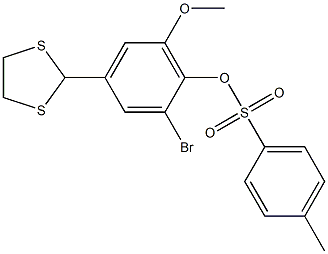 2-bromo-4-(1,3-dithiolan-2-yl)-6-methoxyphenyl 4-methylbenzene-1-sulfonate 结构式