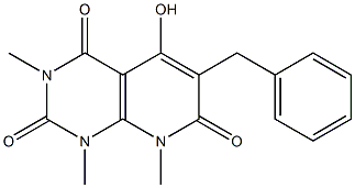 6-benzyl-5-hydroxy-1,3,8-trimethyl-1,2,3,4,7,8-hexahydropyrido[2,3-d]pyrimidine-2,4,7-trione 结构式