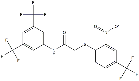 N1-[3,5-di(trifluoromethyl)phenyl]-2-{[2-nitro-4-(trifluoromethyl)phenyl]thio}acetamide 结构式