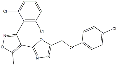 2-[(4-chlorophenoxy)methyl]-5-[3-(2,6-dichlorophenyl)-5-methyl-4-isoxazolyl]-1,3,4-oxadiazole 结构式