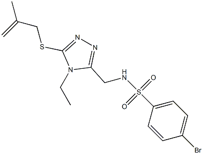 4-bromo-N-({4-ethyl-5-[(2-methyl-2-propenyl)sulfanyl]-4H-1,2,4-triazol-3-yl}methyl)benzenesulfonamide 结构式
