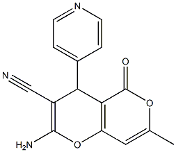 2-amino-7-methyl-5-oxo-4-(4-pyridinyl)-4H,5H-pyrano[4,3-b]pyran-3-carbonitrile 结构式