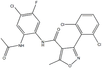 N4-[2-(acetylamino)-4-chloro-5-fluorophenyl]-3-(2,6-dichlorophenyl)-5-methylisoxazole-4-carboxamide 结构式