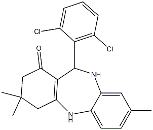 11-(2,6-dichlorophenyl)-3,3,8-trimethyl-2,3,4,5,10,11-hexahydro-1H-dibenzo[b,e][1,4]diazepin-1-one 结构式