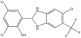 2,4-dichloro-6-[5-chloro-6-(trifluoromethyl)-2,3-dihydro-1H-benzo[d]imidazol-2-yl]phenol 结构式