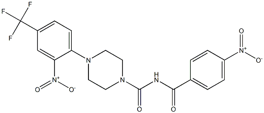 N1-(4-nitrobenzoyl)-4-[2-nitro-4-(trifluoromethyl)phenyl]piperazine-1-carboxamide 结构式