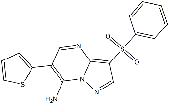 3-(phenylsulfonyl)-6-(2-thienyl)pyrazolo[1,5-a]pyrimidin-7-amine 结构式