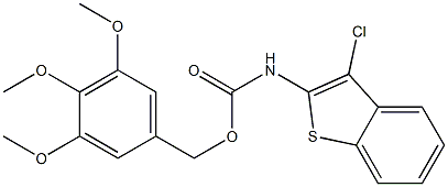 3,4,5-trimethoxybenzyl N-(3-chlorobenzo[b]thiophen-2-yl)carbamate 结构式