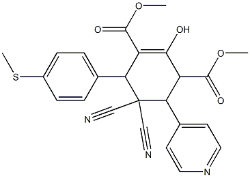 dimethyl 5,5-dicyano-2-hydroxy-6-[4-(methylsulfanyl)phenyl]-4-(4-pyridinyl)-1-cyclohexene-1,3-dicarboxylate 结构式