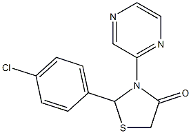 2-(4-chlorophenyl)-3-(2-pyrazinyl)-1,3-thiazolan-4-one 结构式