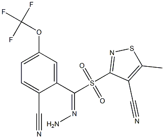 3-({cyano-2-[4-(trifluoromethoxy)phenyl]carbohydrazonoyl}sulfonyl)-5-methyl-4-isothiazolecarbonitrile 结构式