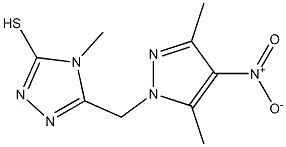 5-[(3,5-dimethyl-4-nitro-1H-pyrazol-1-yl)methyl]-4-methyl-4H-1,2,4-triazole-3-thiol 结构式