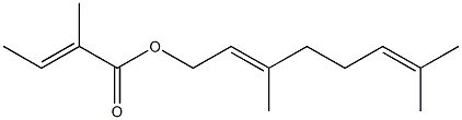 3,7-dimethylocta-2,6-dienyl 2-methylbut-2-enoate 结构式