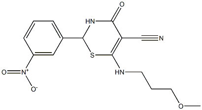 6-[(3-methoxypropyl)amino]-2-(3-nitrophenyl)-4-oxo-3,4-dihydro-2H-1,3-thiazine-5-carbonitrile 结构式