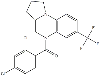 (2,4-dichlorophenyl)[7-(trifluoromethyl)-2,3,3a,4-tetrahydropyrrolo[1,2-a]quinoxalin-5(1H)-yl]methanone 结构式