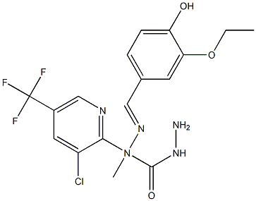 N''-[3-chloro-5-(trifluoromethyl)-2-pyridinyl]-N'''-[(E)-(3-ethoxy-4-hydroxyphenyl)methylidene]-N''-methylcarbonic dihydrazide 结构式