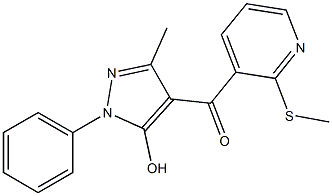 (5-hydroxy-3-methyl-1-phenyl-1H-pyrazol-4-yl)[2-(methylthio)-3-pyridyl]methanone 结构式