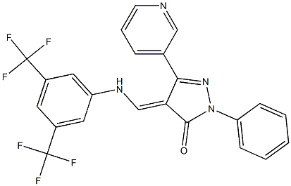 4-{[3,5-bis(trifluoromethyl)anilino]methylene}-2-phenyl-5-(3-pyridinyl)-2,4-dihydro-3H-pyrazol-3-one 结构式