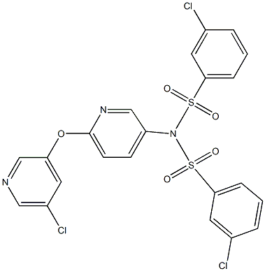 3-chloro-N-[(3-chlorophenyl)sulfonyl]-N-{6-[(5-chloropyridin-3-yl)oxy]pyridin-3-yl}benzenesulfonamide 结构式