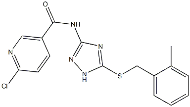 6-chloro-N-{5-[(2-methylbenzyl)sulfanyl]-1H-1,2,4-triazol-3-yl}nicotinamide 结构式