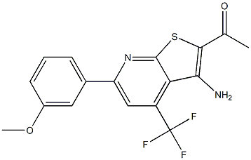 1-[3-amino-6-(3-methoxyphenyl)-4-(trifluoromethyl)thieno[2,3-b]pyridin-2-yl]-1-ethanone 结构式