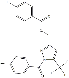 [1-(4-methylbenzoyl)-5-(trifluoromethyl)-1H-pyrazol-3-yl]methyl 4-fluorobenzenecarboxylate 结构式