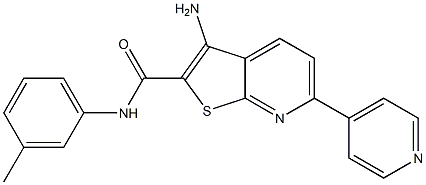 3-amino-N-(3-methylphenyl)-6-(4-pyridinyl)thieno[2,3-b]pyridine-2-carboxamide 结构式