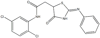 N1-(2,5-dichlorophenyl)-2-[4-oxo-2-(phenylimino)-1,3-thiazolan-5-yl]acetamide 结构式
