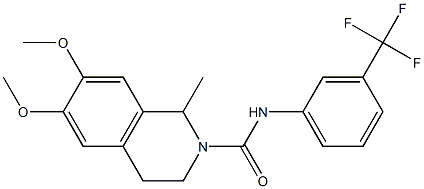 N2-[3-(trifluoromethyl)phenyl]-6,7-dimethoxy-1-methyl-1,2,3,4-tetrahydroisoquinoline-2-carboxamide 结构式