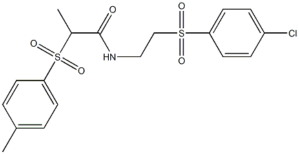 N-{2-[(4-chlorophenyl)sulfonyl]ethyl}-2-[(4-methylphenyl)sulfonyl]propanamide 结构式