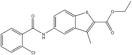 ethyl 5-[(2-chlorobenzoyl)amino]-3-methylbenzo[b]thiophene-2-carboxylate 结构式