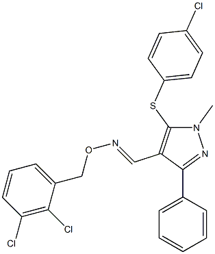 5-[(4-chlorophenyl)sulfanyl]-1-methyl-3-phenyl-1H-pyrazole-4-carbaldehyde O-(2,3-dichlorobenzyl)oxime 结构式