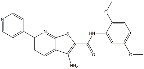 3-amino-N-(2,5-dimethoxyphenyl)-6-(4-pyridinyl)thieno[2,3-b]pyridine-2-carboxamide 结构式