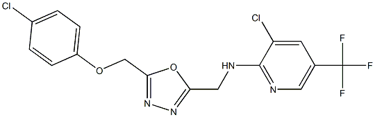 3-chloro-N-({5-[(4-chlorophenoxy)methyl]-1,3,4-oxadiazol-2-yl}methyl)-5-(trifluoromethyl)-2-pyridinamine 结构式