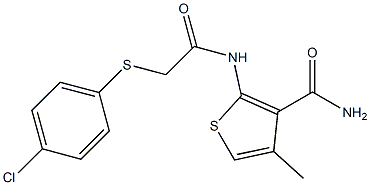 2-({2-[(4-chlorophenyl)thio]acetyl}amino)-4-methylthiophene-3-carboxamide 结构式