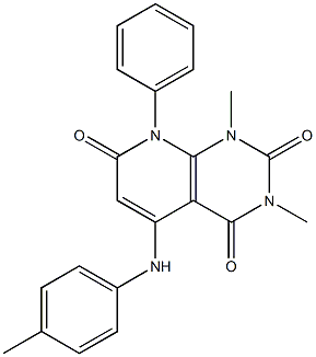 1,3-dimethyl-8-phenyl-5-(4-toluidino)-1,2,3,4,7,8-hexahydropyrido[2,3-d]pyrimidine-2,4,7-trione 结构式