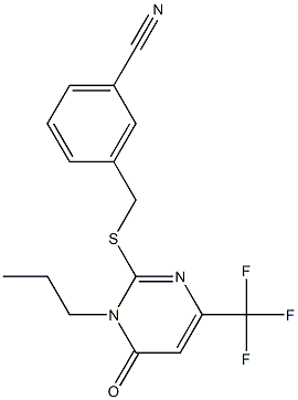 3-({[6-oxo-1-propyl-4-(trifluoromethyl)-1,6-dihydro-2-pyrimidinyl]sulfanyl}methyl)benzenecarbonitrile 结构式