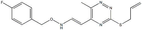 N-{(E)-2-[3-(allylsulfanyl)-6-methyl-1,2,4-triazin-5-yl]ethenyl}-O-(4-fluorobenzyl)hydroxylamine 结构式